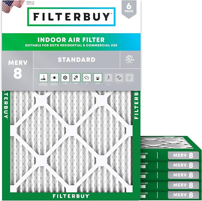 Filterbuy 28x30x1 Air Filter MERV 8 Dust Defense Replacement, Electrostatic by Filterbuy
