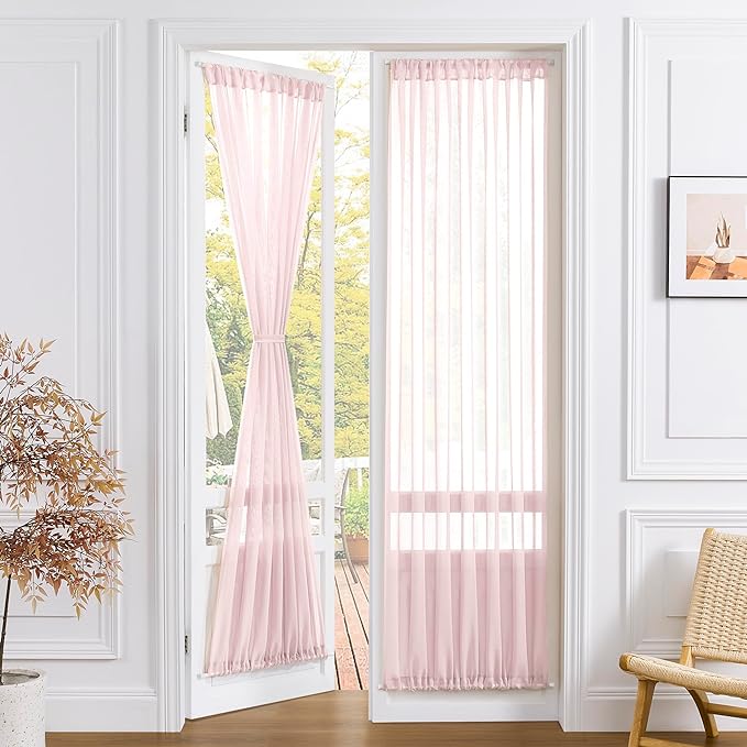 Tollpiz Sheer Door Curtains Closet Linen Textured Curtains Sheer Doorway Light by Tollpiz