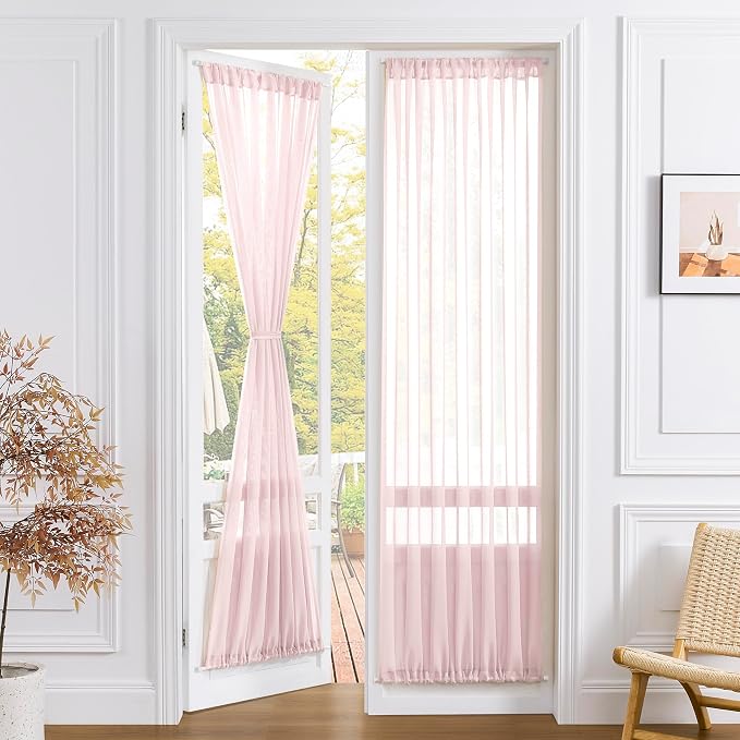 Tollpiz Sheer Door Curtain Closet Linen Textured Curtains Sheer Doorway Light by Tollpiz