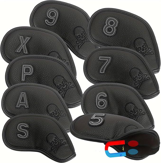 Premium Magnetic Leather Iron and Wedge Golf Club Head Covers by Unknown