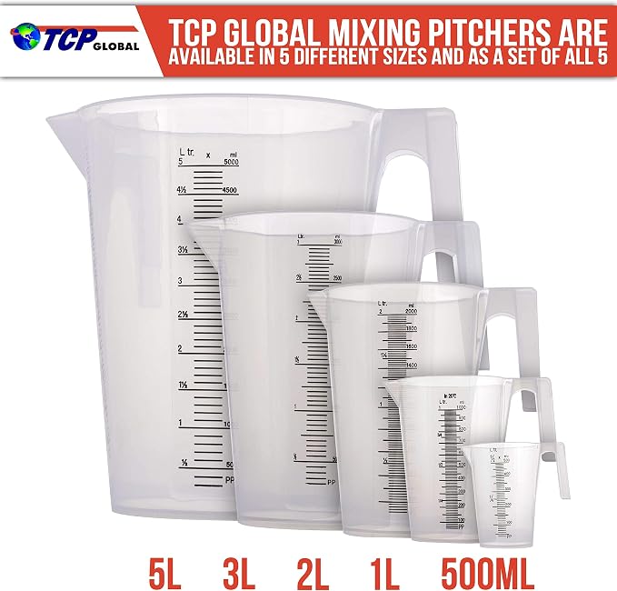 TCP Global 5 Liter Gallon Plastic Graduated Measuring and Mixing Pitcher - Image 6