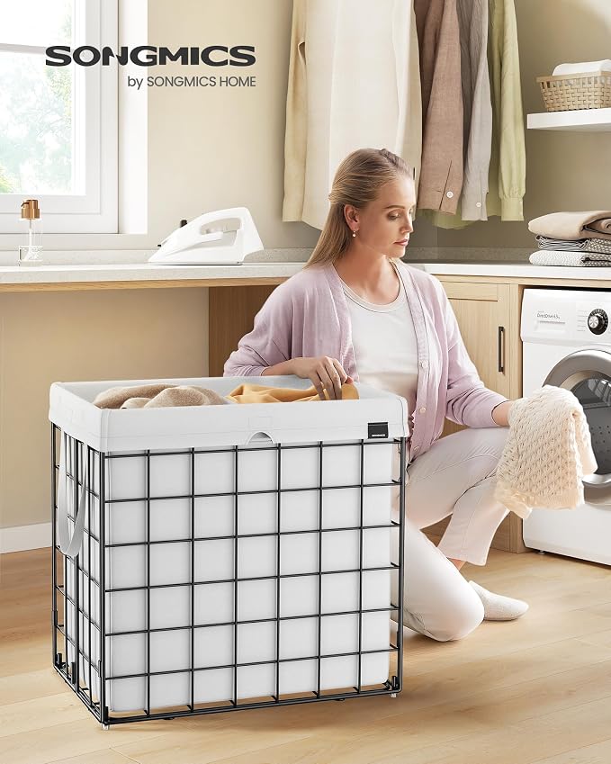 SONGMICS Laundry Hamper, 34.3 Gal. Laundry Basket, Collapsible Clothes Hamper - Image 2
