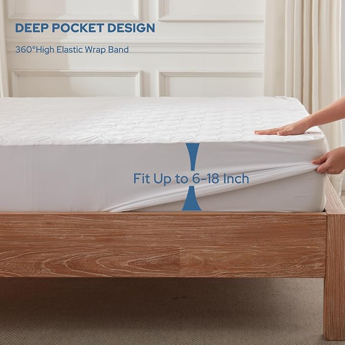 BEDLORE Waterproof Mattress Protector, Queen Size Noiseless Mattress Pad - Image 4