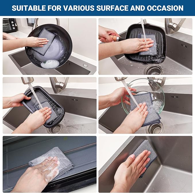 10 Pcs New Upgrade 3-Layer Non Scratch Wire Dishcloth, Wire Dishwashing Rag - Image 3