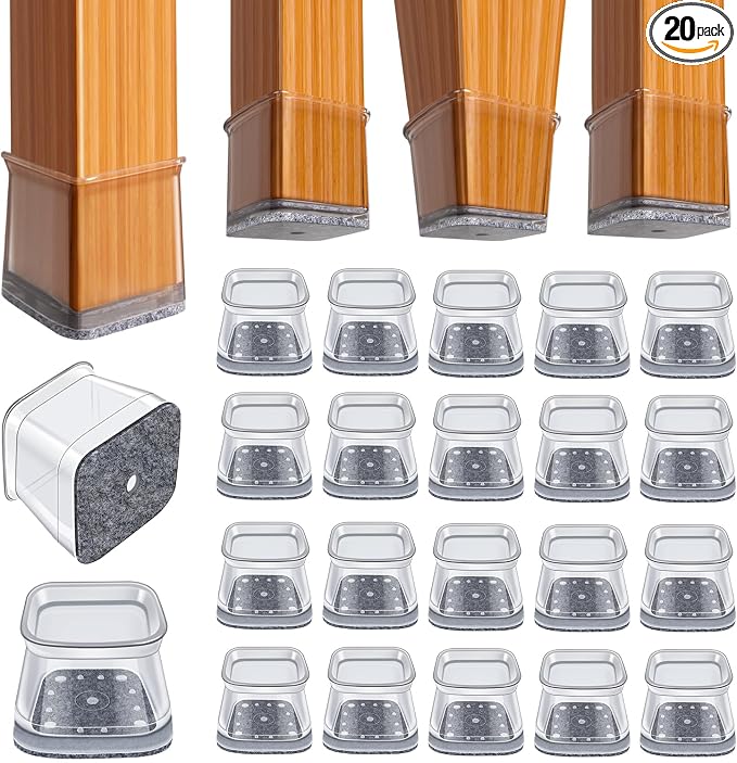 BUMACO Chair Leg Floor Protectors Square Chair Leg Protectors by BUMACO