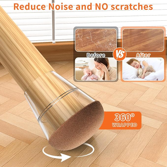 Chair Leg Floor Protectors Medium 24Pcs, Silicone Chair Leg Protectors - Image 3