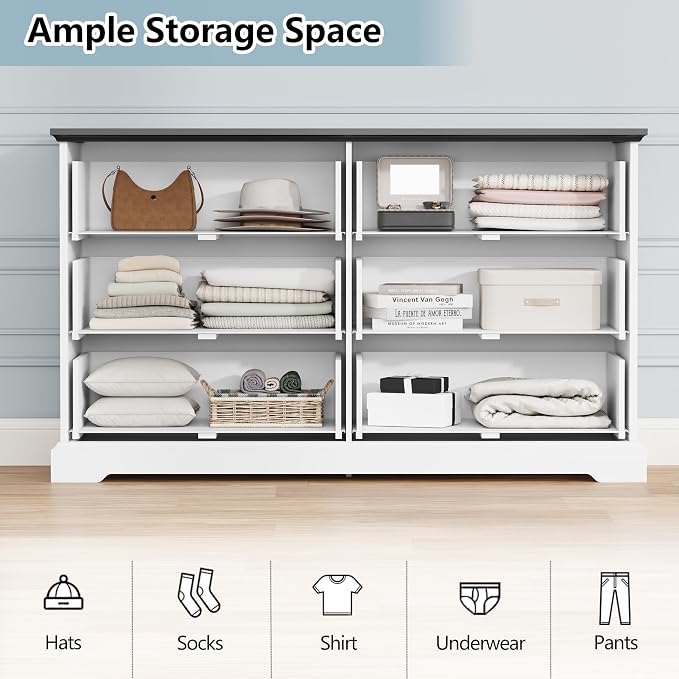6 Drawer Dresser for Bedroom, Rustic Farmhouse Dresser - Image 4