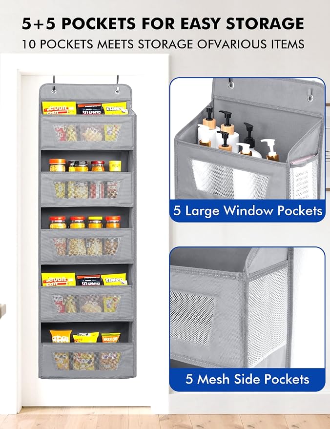 Meolsaek Over the Door Organizer, 46lbs Load and Anti-Tilt Design，5 Tier Behind - Image 3