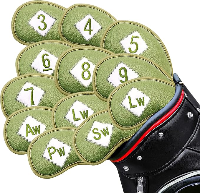 FINGER TEN Premium Synthetic Leather Stylish Iron & Wedge Golf Head Covers by FINGERTENSport