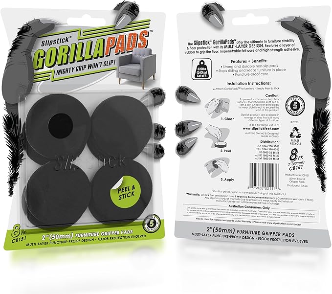Slipstick GorillaPads Non Slip Furniture Pads/Gripper Floor Protectors 2 Inch - Image 4