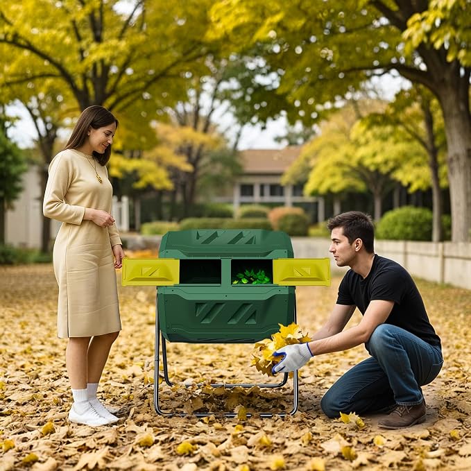 43 Gallon Outdoor Dual Chamber Tumbling Composter - Image 2