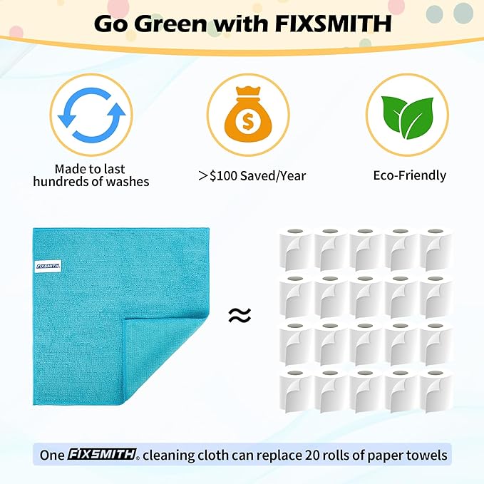 FIXSMITH Microfiber Cleaning Cloth, 50 Pack Cleaning Rags, Cleaning Towels - Image 7