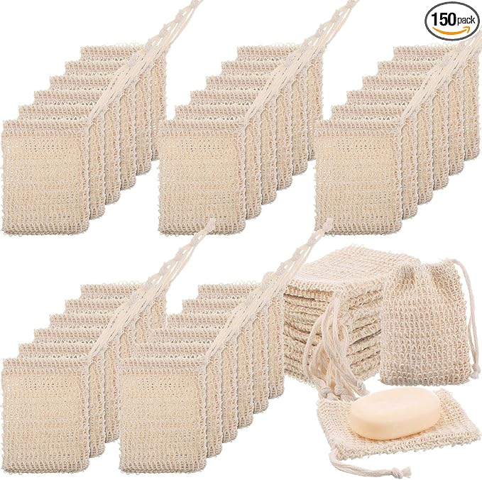Rtteri 150 Pcs Soap Exfoliating Bag, Natural Sisal Soap Pouch Saver Body Shower by Rtteri