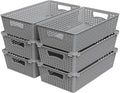 Simple Houseware Stackable Plastic Woven Basket Organizer, 6 Pack, 14.5" x 8.5" by SimpleHouseware