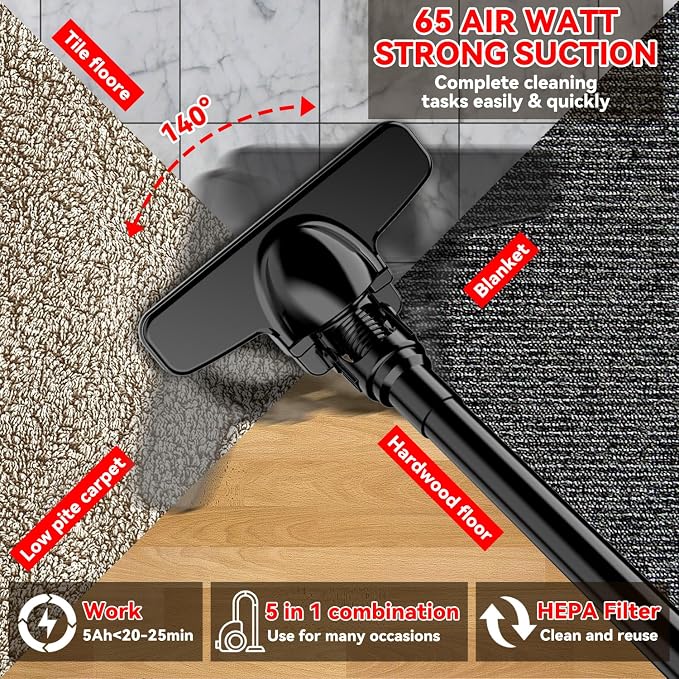 KXX Cordless Vacuum for Milwaukee M18 Battery, 5 in 1 Handheld Electric Vacuum - Image 4