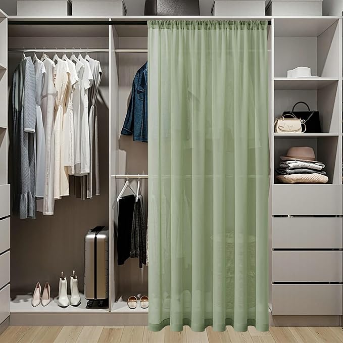 Tollpiz Sheer Door Curtain Closet Linen Textured Curtain Sheers Doorway Light - Image 3