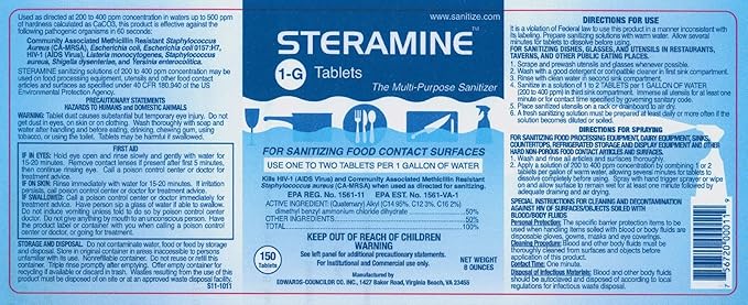 6 Bottles Steramine Sanitizer Tablets w/15 QT-10 Test Strip - Image 3