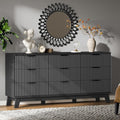 Fluted Dresser with 9 Drawers, Wooden Dresser TV Stand, Wood Closet Clothes by Xixini