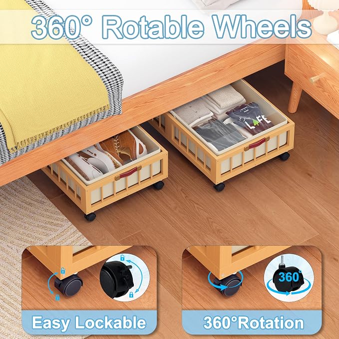 efluky 2-Pack Bamboo Under Bed Storage Containers - Image 3