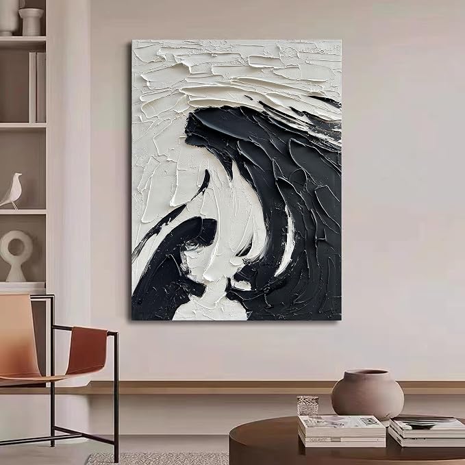 NANKAI 40x28 inch Minimalist Black and White Abstract Painting 100% - Image 7