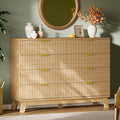 Fluted Dresser with 8 Drawers, Wooden Dresser TV Stand, Wood Closet Clothes by Xixini