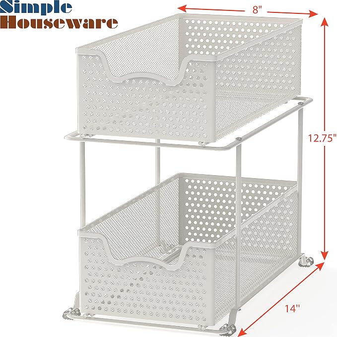 SIMPLE HOUSEWARE 2 Tier Sliding Cabinet Basket Organizer Drawer - Image 3
