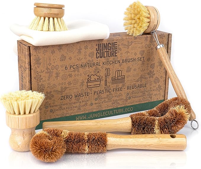 Jungle Culture® 6 Piece Natural Dish Brushes by JungleCulture