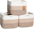 NaturalCozy Storage Cubes 9”x9”x7”Cotton Rope Woven Baskets by NaturalCozy