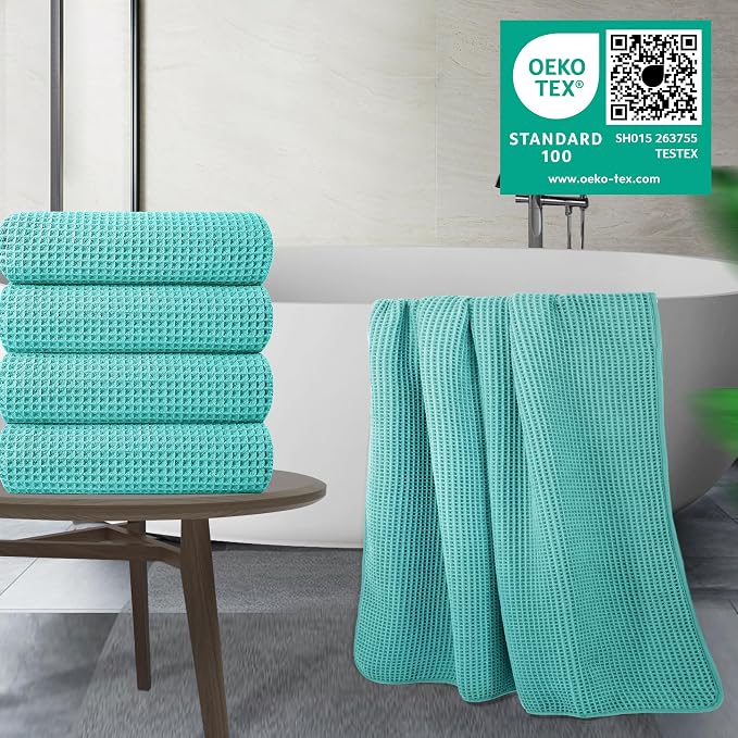 POLYTE Microfiber Oversize Quick Dry Lint Free Bath Towel, 60 x 30 in, 4 Pack - Image 5