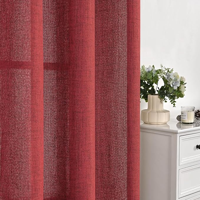 YoungsTex Red Linen Curtains 40 Inch Long - Image 7