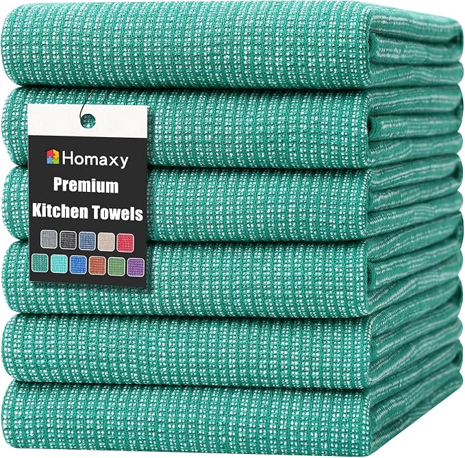 Homaxy Premium Kitchen Towels, Large Cotton Kitchen Hand Towels, Flat and Terry by Homaxy