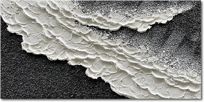 NANKAI 24x48 Inch Hand Painted 3D Ocean Wave Landscape Oil Painting Black and by NANKAIOilPaintingArt