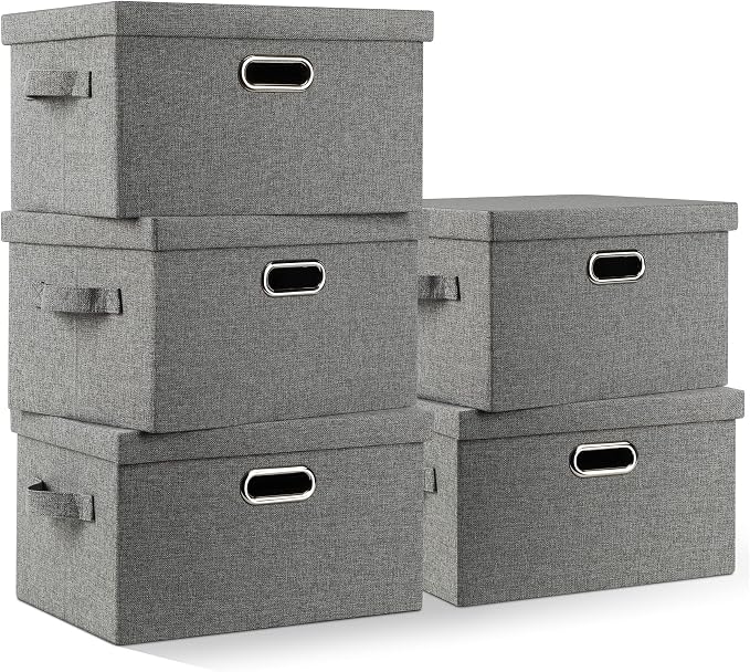 Medium 15" 21 Quart Collapsible Stackable Storage Bins by GraciadecoStorage