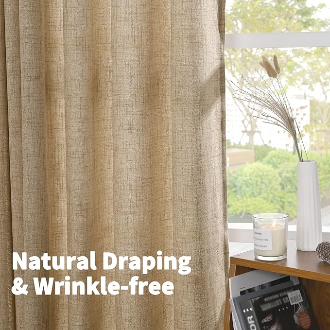 YoungsTex Burlap Linen Semi Sheer Curtains 84 Inch Length - Image 7