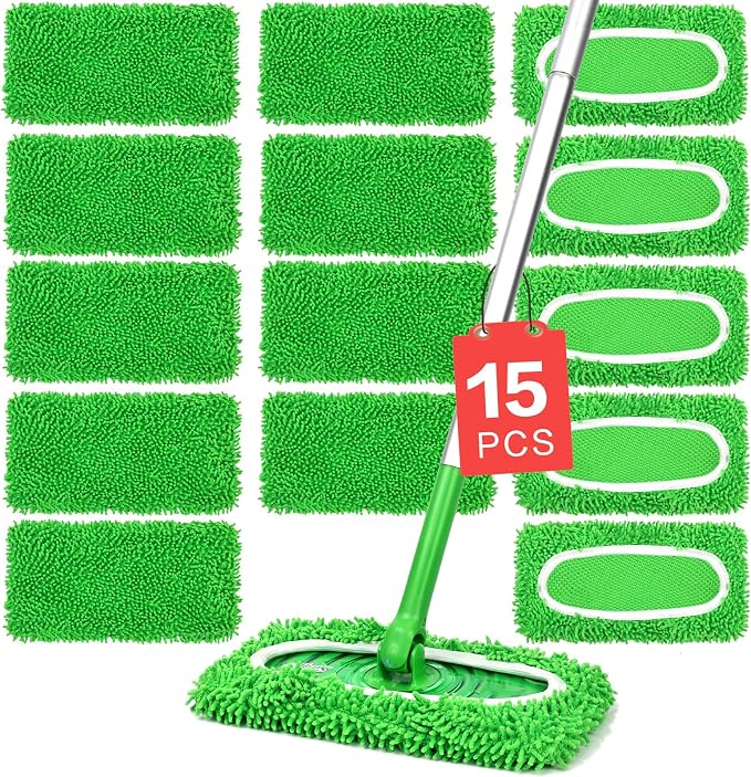 15Pcs Reusable Microfiber Mop Pads Compatible by ZMZPA