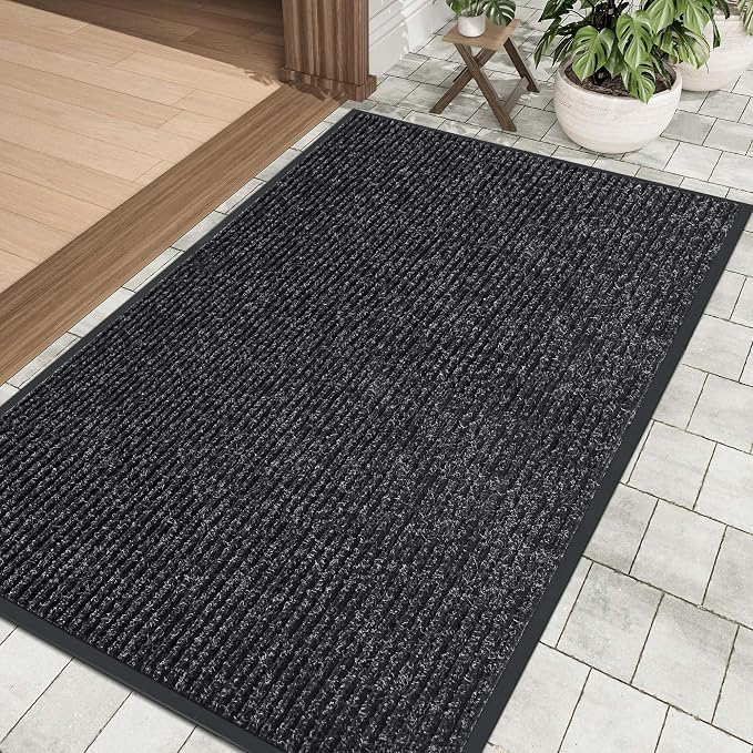 Front Door Mat Indoor Outdoor Entrance, TPR Backing Non-Slip Doormats, Low - Image 2