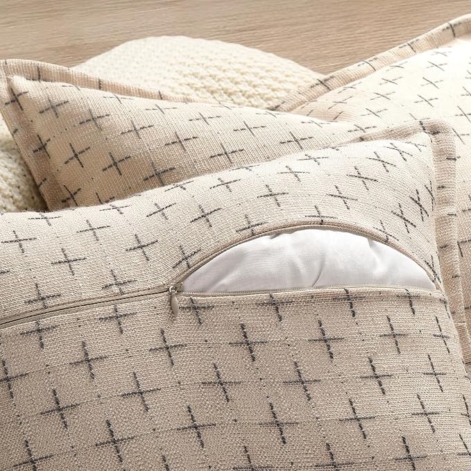 ZWJD Pillow Covers 24x24 Set of 2 Soft Polyester Textured Pillow Covers - Image 3