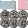 6pcs Stainless Steel Scrubber 2pcs Heavy Duty Scrub Sponges 1pcs Dish Clean by Docduet