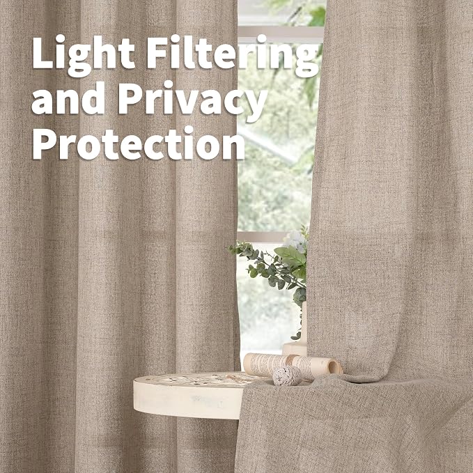YoungsTex 36 Inch Length Linen Semi Sheer Curtains - Image 3
