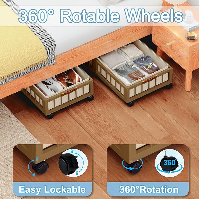 efluky 2-Pack Bamboo Under Bed Storage - Image 3