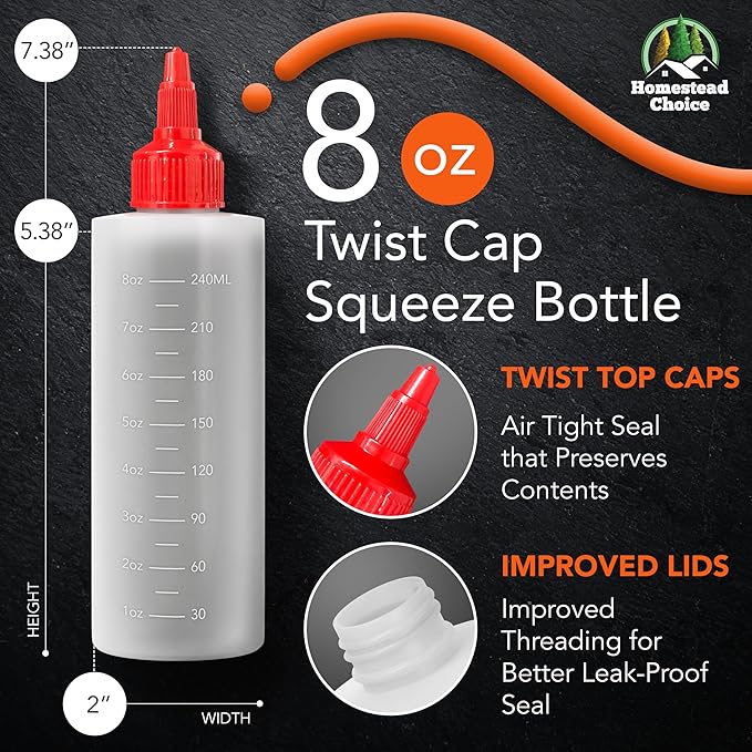 6-pack Plastic Squeeze Bottles for Sauces - 8oz Condiment Squeeze Bottles for - Image 2
