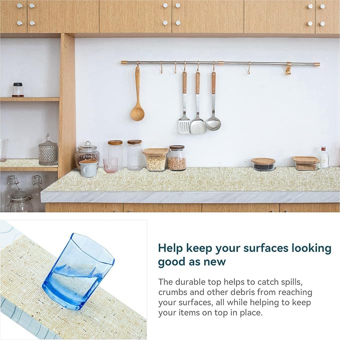 Shelf Liner Non Adhesive 18 Inch x 40 Feet Beige Kitchen Drawer Liner, - Image 3