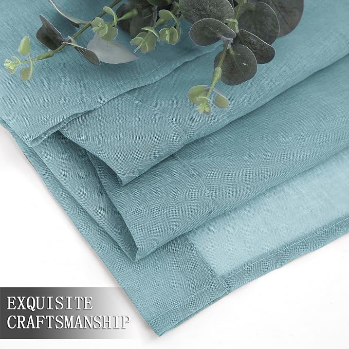 Tollpiz Short Sheer Tier Curtains Linen Textured Half Kitchen Curtain Sheers - Image 7