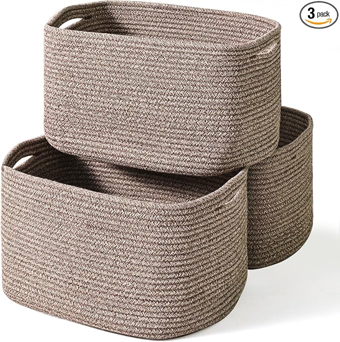 Storage Baskets for Organizing Shelves, Woven Cotton Rope Bins for Baby Nursery by ICERZCZ