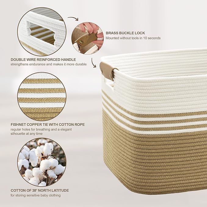 72L Large Laundry Basket with Leather Handles - Image 5