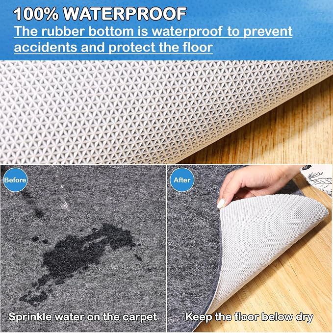 Non-Slip Rug Pads 2 x 20ft, 100% Waterproof Extra Large Area Rugs Non Skid Rug - Image 5
