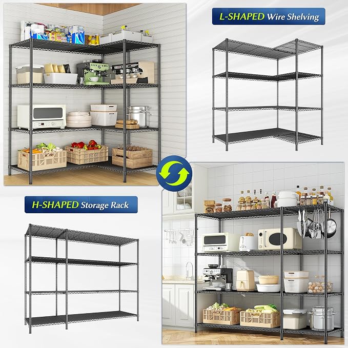 52.36''W Storage Shelves Metal Shelving Unit Load 1120LBS 4 Tier Wire Shelving - Image 5