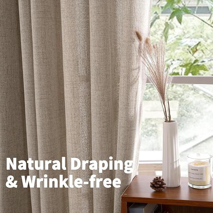 YoungsTex 36 Inch Length Linen Semi Sheer Curtains - Image 5