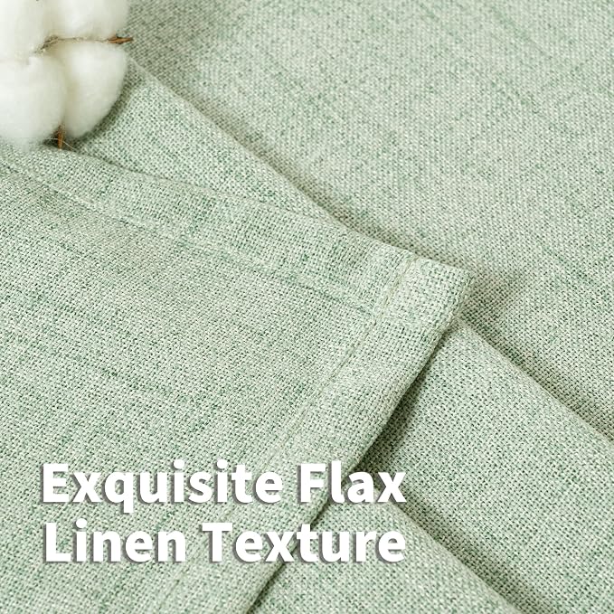 YoungsTex Sage Green Linen Cafe Curtains 36 Inch Length, Short Drapes Light - Image 4
