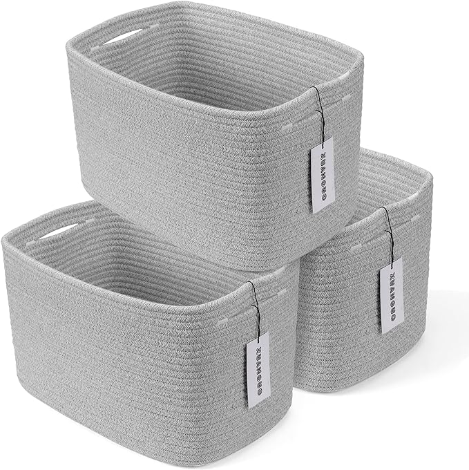 Cotton Rope storage Basket Bins Woven Basket by XUANGUO
